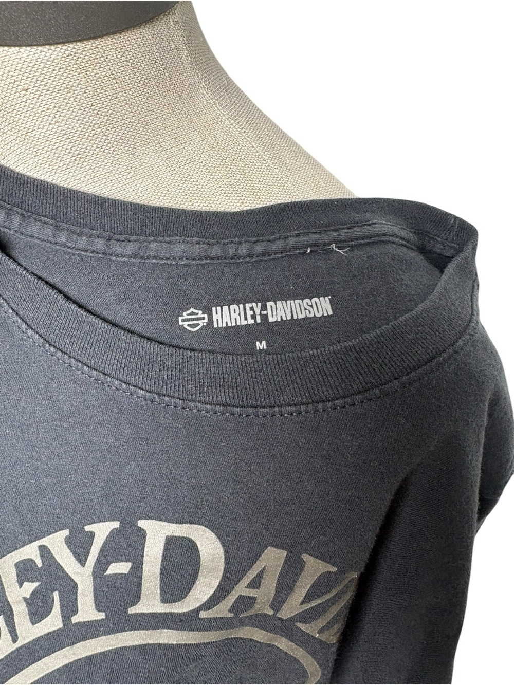 Harley-Davidson Skull Logo Graphic Tee Black Bikercore Y2K Grunge Medium - Picture 5 of 5
